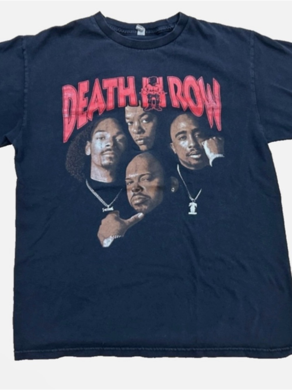 Vintage 90s Death Row Records Graphic Tee Black Mens M 2Pac Snoop Dogg Y2K